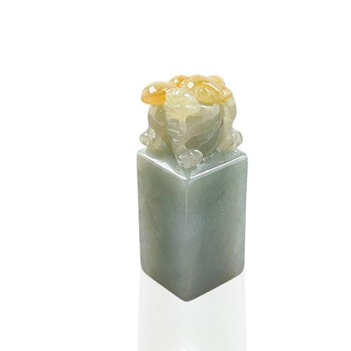 瓔珞珠寶盒 E.L.Jewelry Box 【招財神獸】飄黃翡翡翠貔貅玉印章 | 天然緬甸玉翡翠A貨 | 送禮