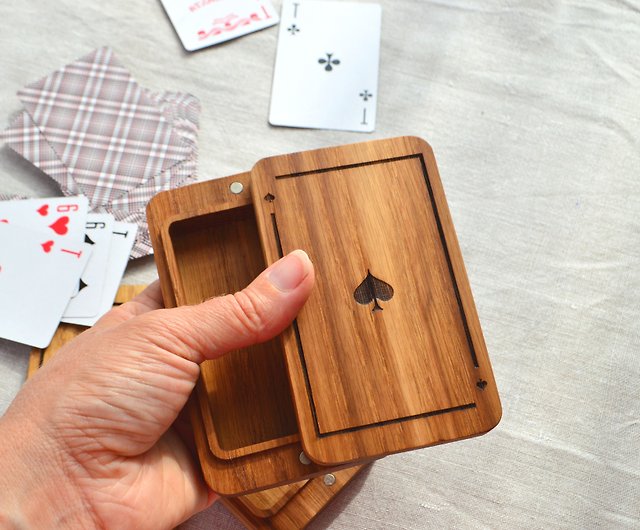 Personalized wooden playing card box with custom engraving for Christmas  gift - Shop EngravedWoodBox Other - Pinkoi