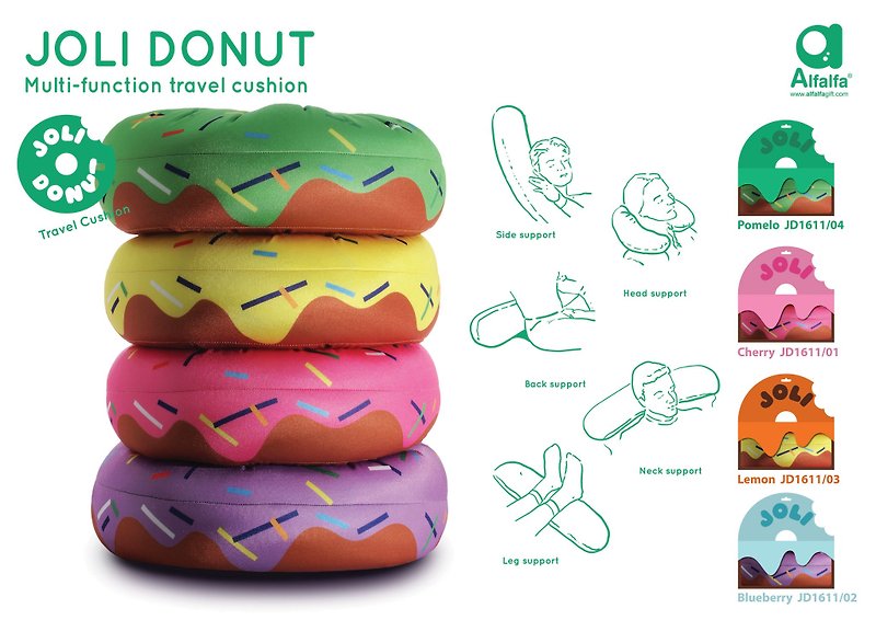 Green Joli donut Multifunction travel cushion - หมอน - เส้นใยสังเคราะห์ สีเขียว