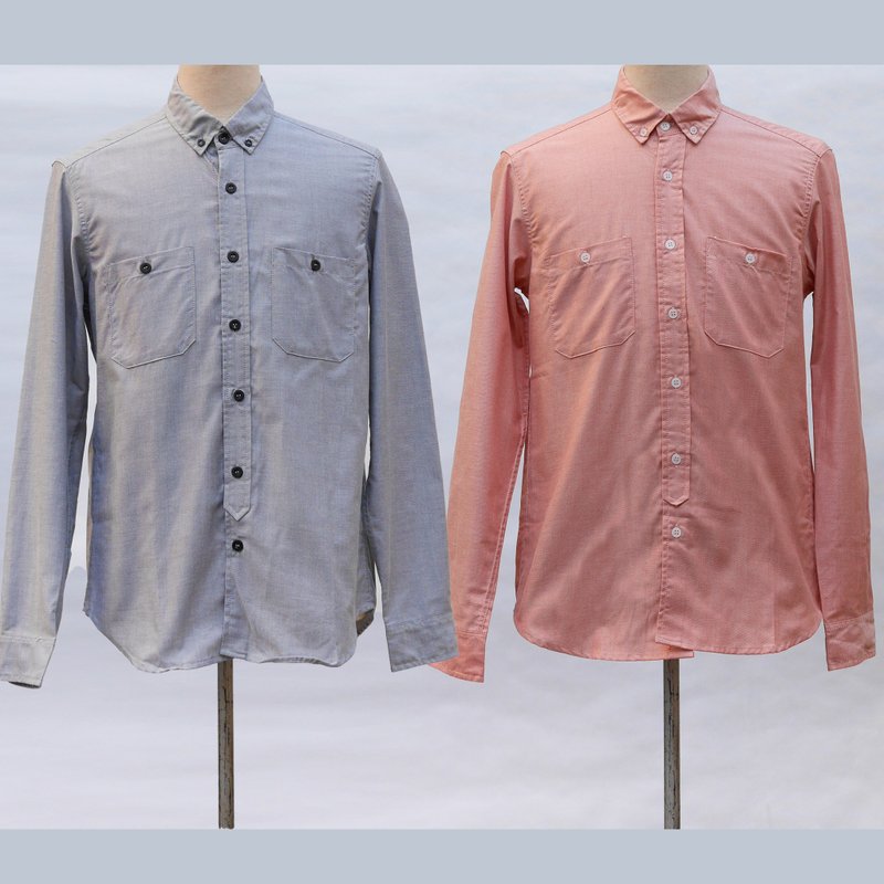 【Off-season sale】เสื้อเชิ๊ตแขนยาว ผ้าCotton Oxford สีเทา และ สีชมพู - เสื้อเชิ้ตผู้ชาย - ผ้าฝ้าย/ผ้าลินิน สึชมพู