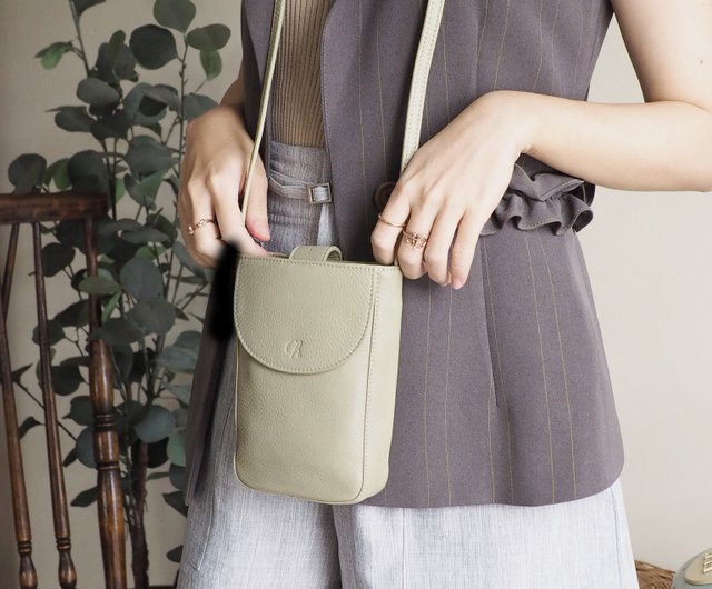 Toast Smokey grey Leather bag Cross body bag Phone Bag Mini