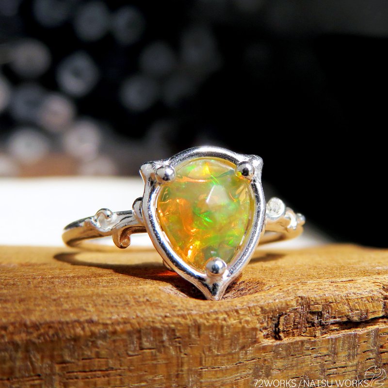 エチオピア オパール リング / Ethiopian Opal Ring 5a - 戒指 - 寶石 橘色
