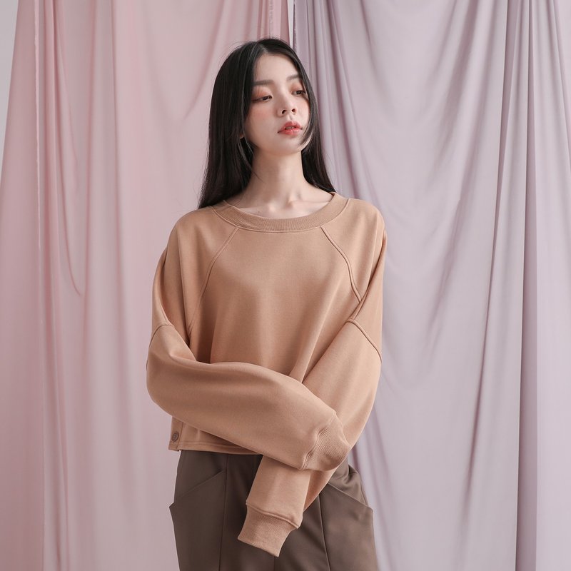 //SUMI x WEARMACAU// Tanxu_探尋剪裁上衣_21AF003_卡其 - 女上衣/長袖上衣 - 棉．麻 卡其色