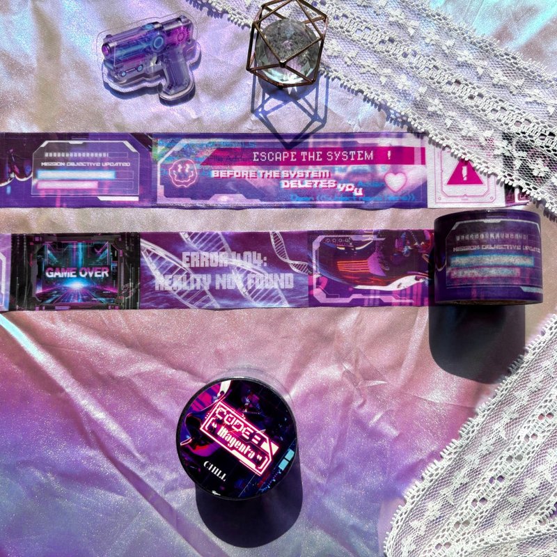 Code:Magenta Wide masking tape - 紙膠帶/和紙/PET - 紙 紫色