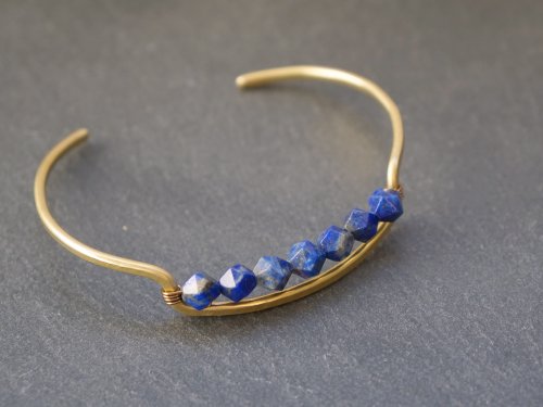 brass x stone lapis lazuli 真鍮バングル 天然石 誕生石