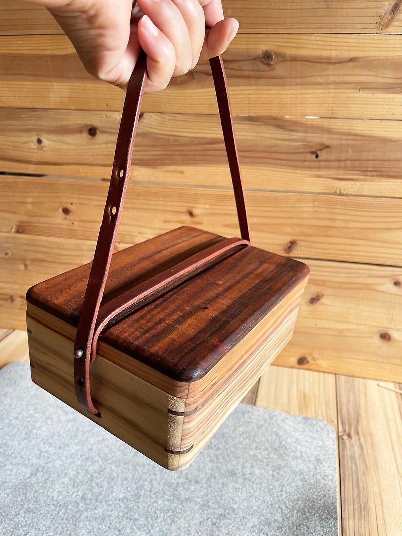 烏魚子台灣杉-木盒單層(寬版) - 便當盒/食物袋 - 木頭 