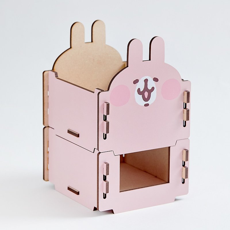 Yanda Kana Hera's Little Animals-Wooden Modular Shelf / Pink Bunny - กล่องเก็บของ - วัสดุอื่นๆ สึชมพู