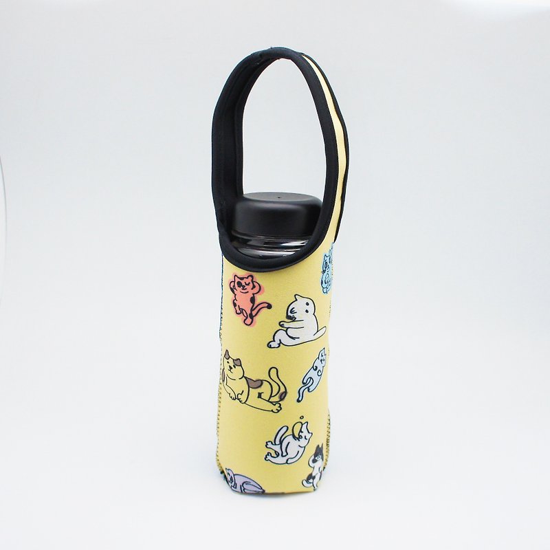 BLR 提把 保溫瓶套 一天一怪獸 聯名款 懶貓 水壺袋 TC23 - 杯袋/飲料提袋 - 聚酯纖維 黃色