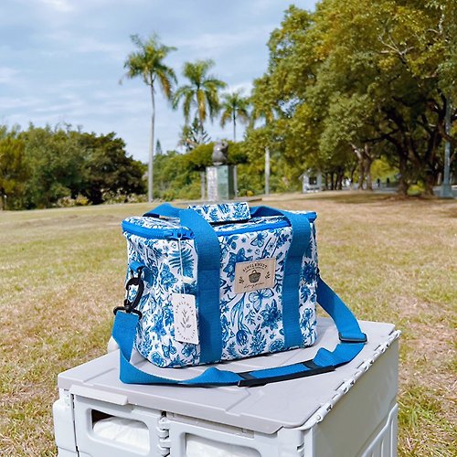 一人窩 SINGLE NEST 防潑水保溫袋 復古藍色印花款 台灣手工製造