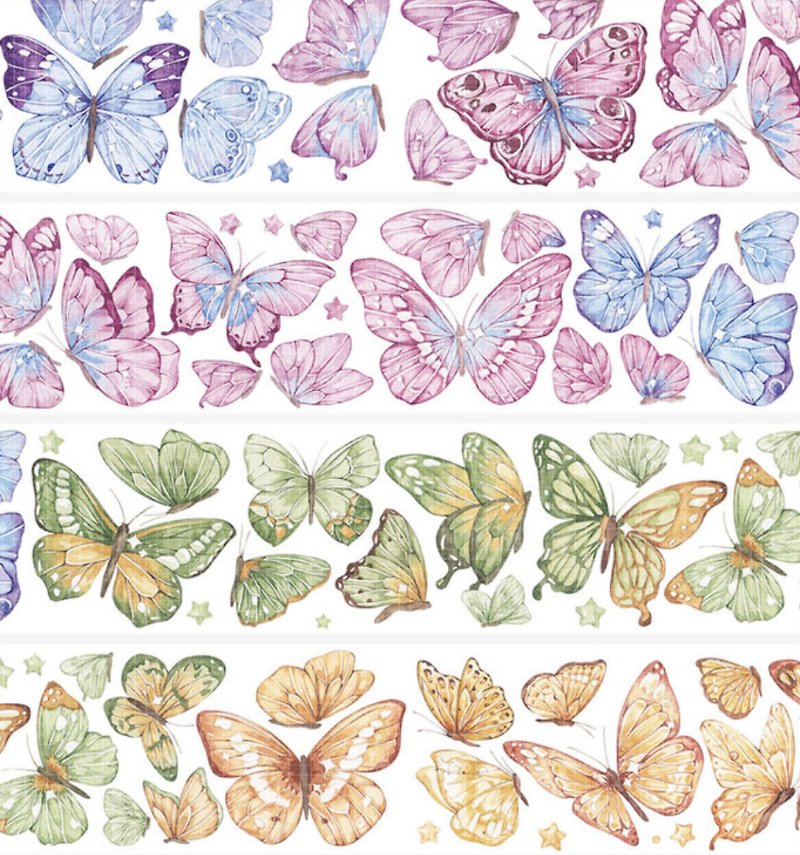 Fluttering Butterfly PET Paper Tape Shell Light - มาสกิ้งเทป - พลาสติก หลากหลายสี