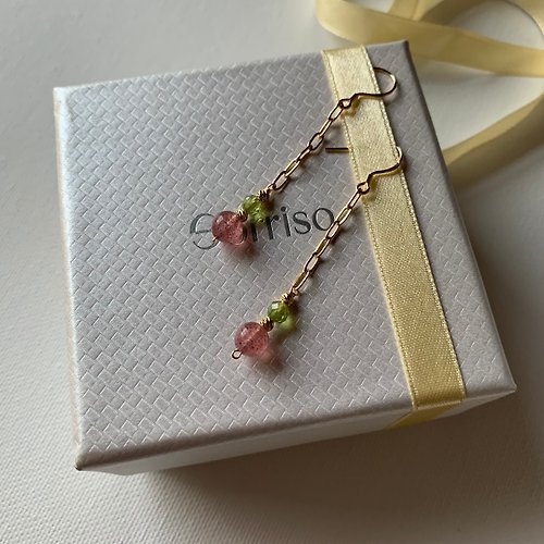 Sorriso Jewels 【 春色情迷 】草莓晶│橄欖石 設計款水晶耳環