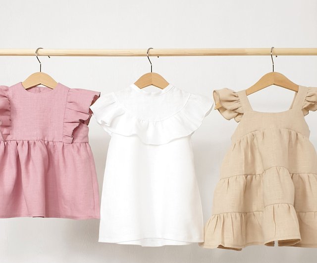 Natural summer clothing for baby-girl. Cotton dress with