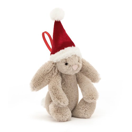 Jellycat Bashful Christmas Bunny 聖誕掛飾 聖誕小帽拿鐵灰兔