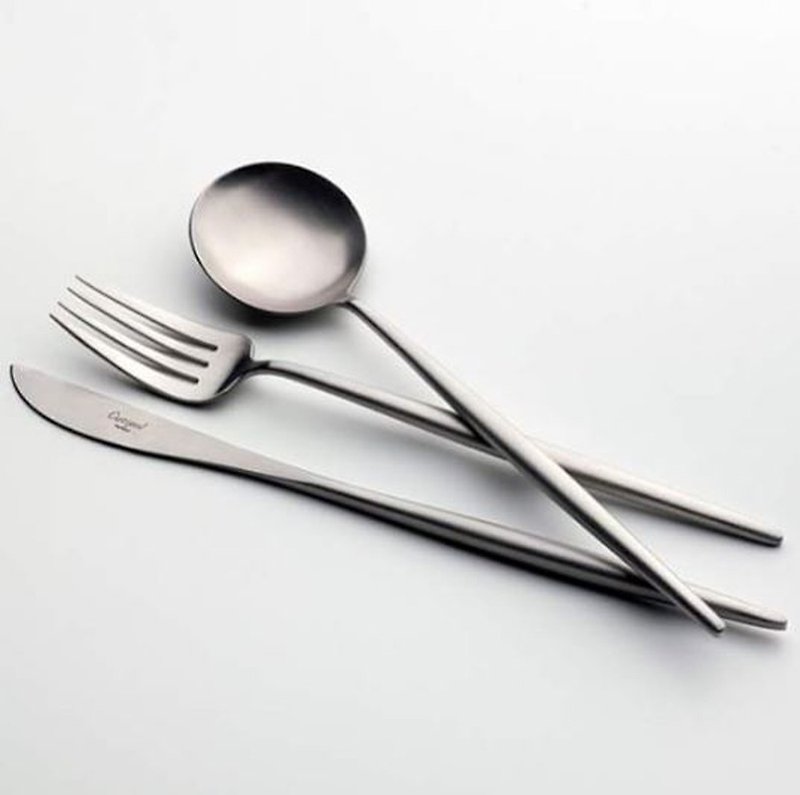 葡萄牙 Cutipol | MOON / 霧銀 / 主餐三件組 - 刀/叉/湯匙/餐具組 - 不鏽鋼 銀色
