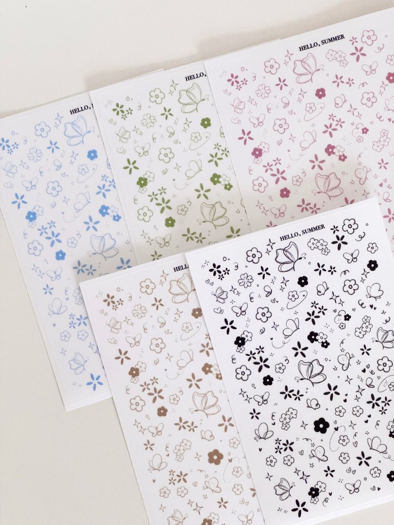 Spring doodle matte transparent stickers - 貼紙 - 紙 