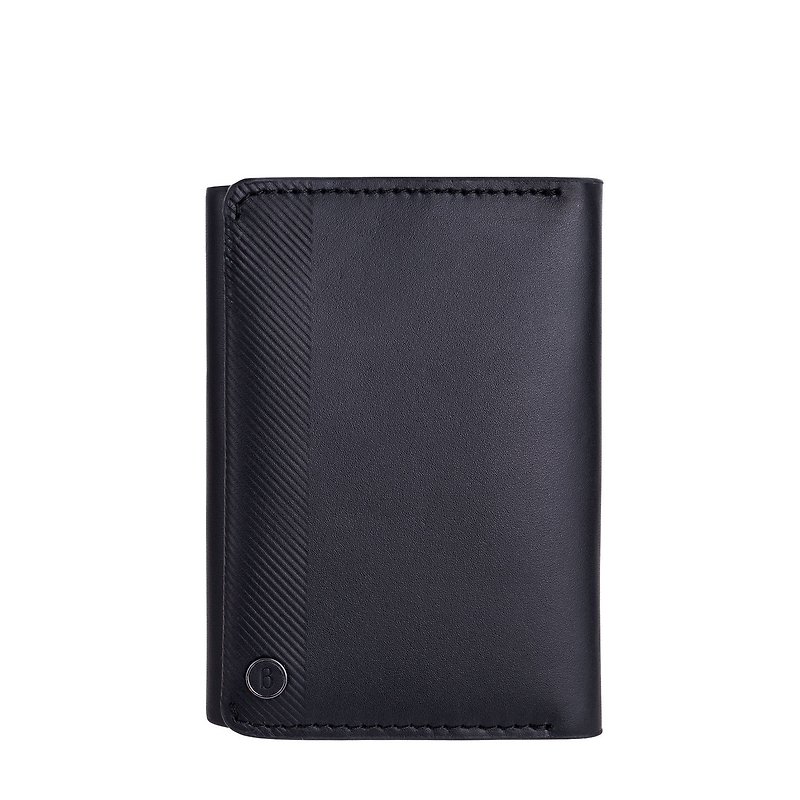 Bagmio | Business card holder | Black | Herringbone details | Genuine leather - ที่เก็บนามบัตร - หนังแท้ สีดำ