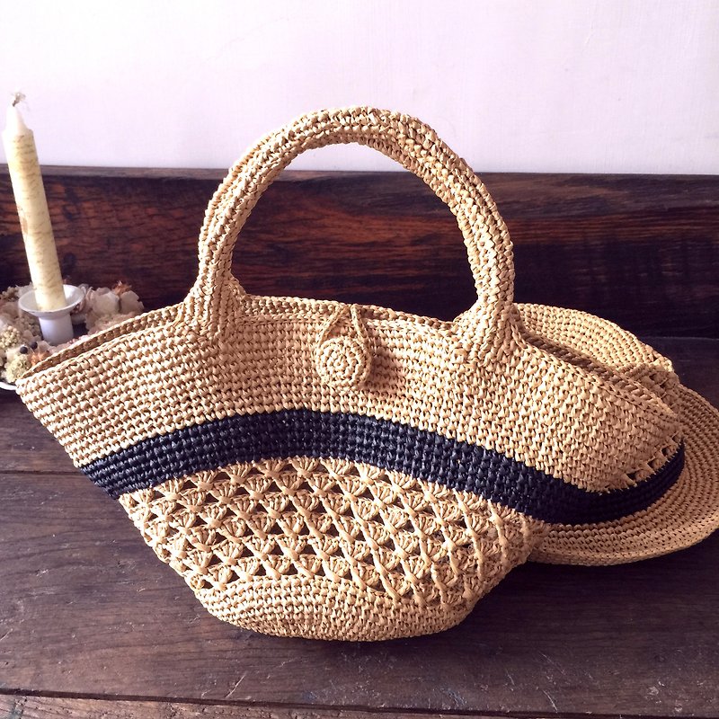 Waiting for the results will not necessarily take a bag / woven bag / paper Rafi grass rattan bag / small bag〗 〖jump house crazy hand - Handbags & Totes - Paper Khaki