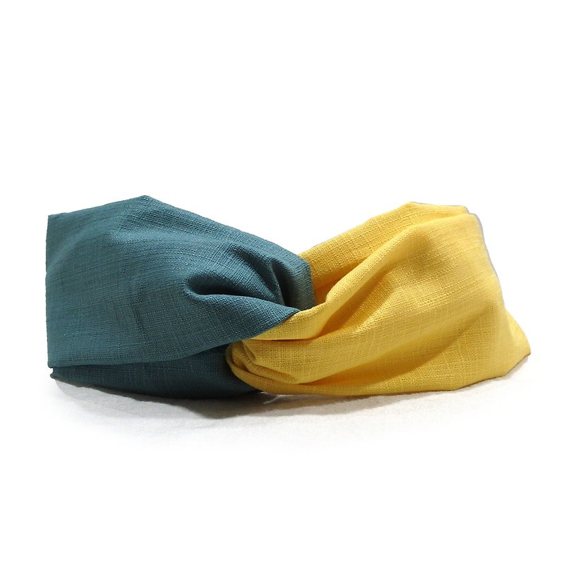 Still blue and yellow hit color | Hair band - Hair Accessories - Cotton & Hemp Yellow