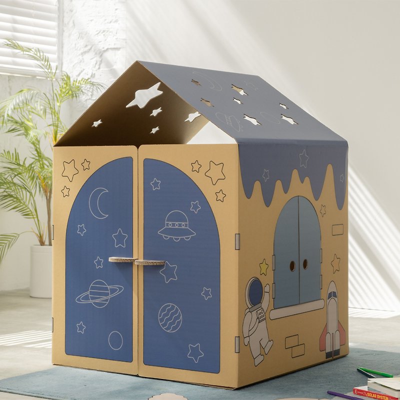 Mobile Star House I like the blue version of the cardboard house. Children’s toy graffiti paper house can be folded and stored. - ของเล่นเด็ก - กระดาษ สีกากี