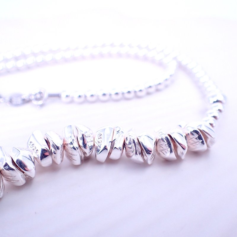 N10002 Stones Silver 925 Necklace - Necklaces - Sterling Silver Silver