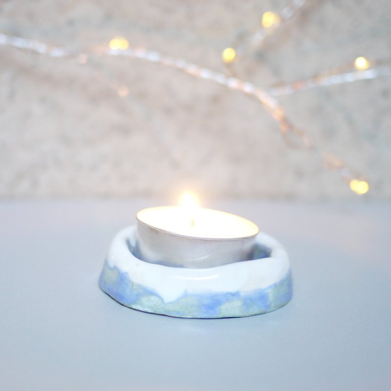 tome | melting candle holder with candle - Candles & Candle Holders - Porcelain Blue