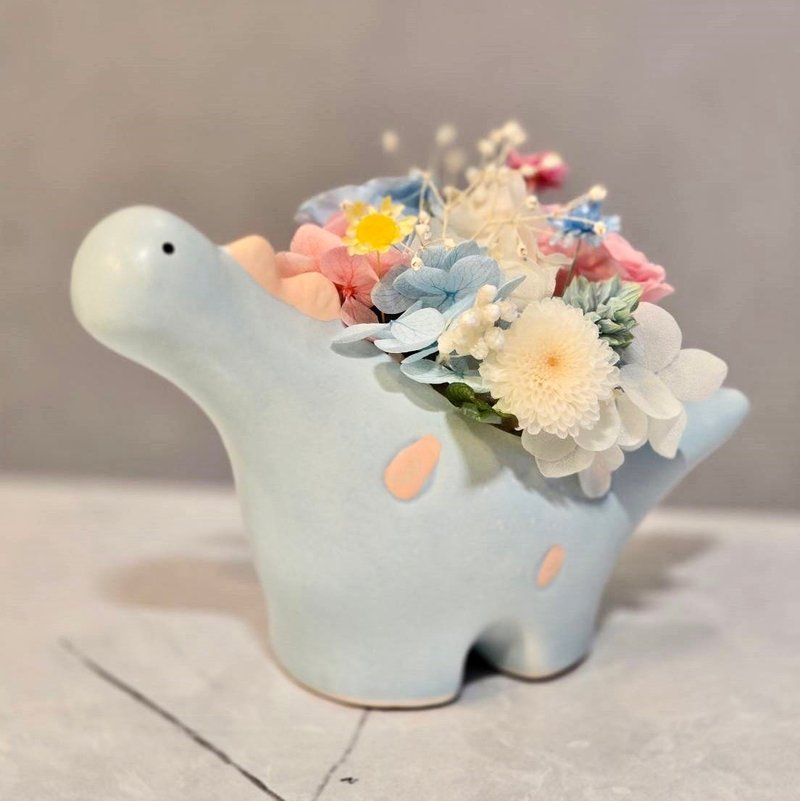 Childlike Little Dinosaur Immortal Flower Arrangement - ช่อดอกไม้แห้ง - พืช/ดอกไม้ สึชมพู