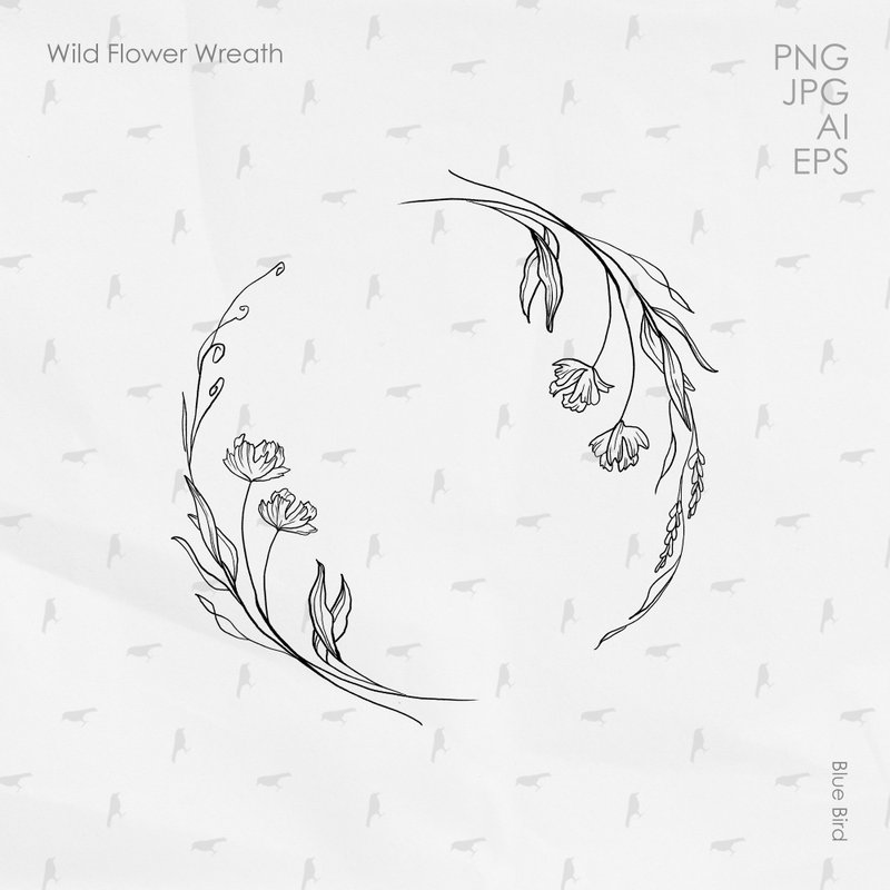 Wild Flower Wreath. Electronic file - 其他數位設計 - 其他材質 