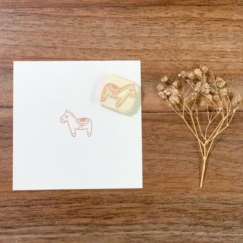手刻橡皮章/可愛小馬 - 印章/印台 - 橡膠 白色