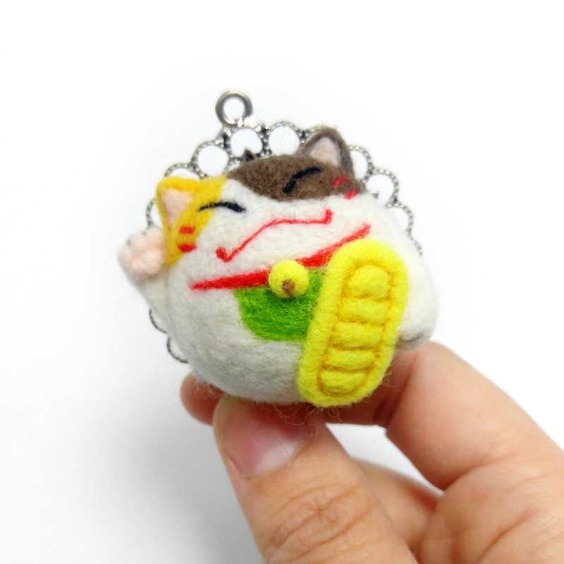 <Wool felt> Lucky Cat (L Size) #necklace with adjustable string #keychain by WhizzzPace - Necklaces - Paper 