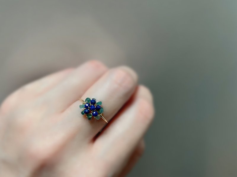 Bijou bouquet - ラピスラズリとグランディディエライトのワイヤーリング - リング - 宝石 ブルー