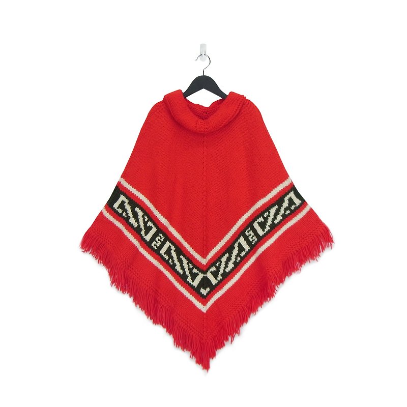 A‧PRANK: DOLLY :: Vintage VINTAGE red Totem micro-high collar Su-cloak blouse (T712038) - สเวตเตอร์ผู้หญิง - ผ้าฝ้าย/ผ้าลินิน สีแดง