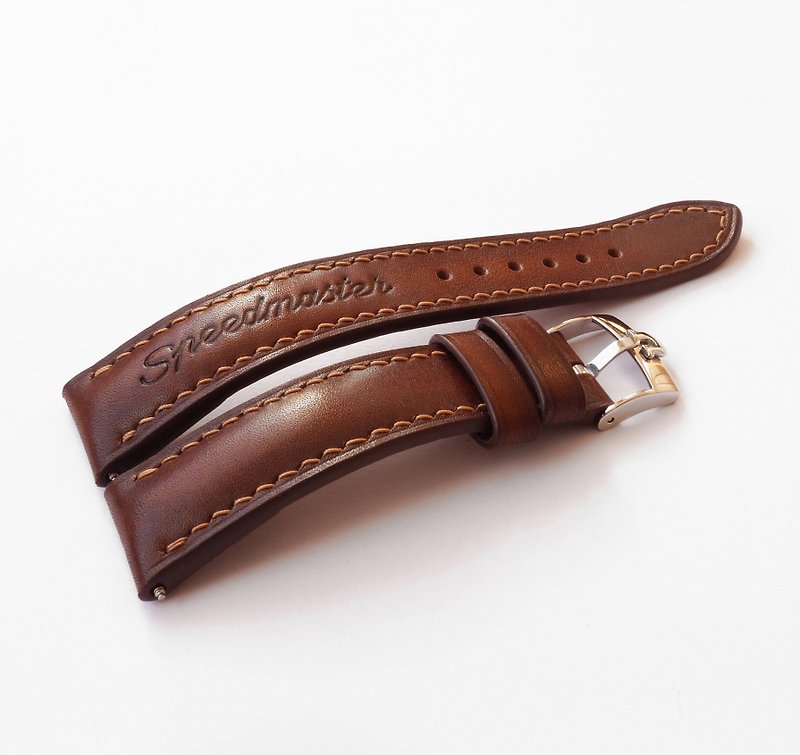用於歐米茄超霸表的表帶。真正的皮革。手工製作。復古風格 - 錶帶 - 真皮 咖啡色