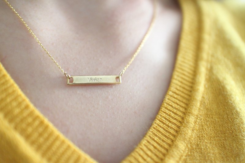 Handmade lettering lucky letters brass necklace - สร้อยคอ - โลหะ สีทอง
