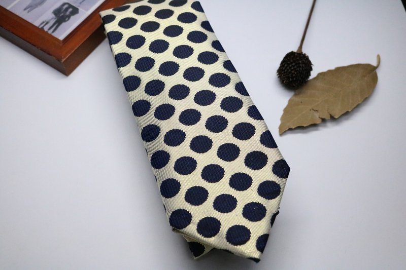 蓝色波点真丝领带/雅痞型男necktie - 領帶/領帶夾 - 絲．絹 多色