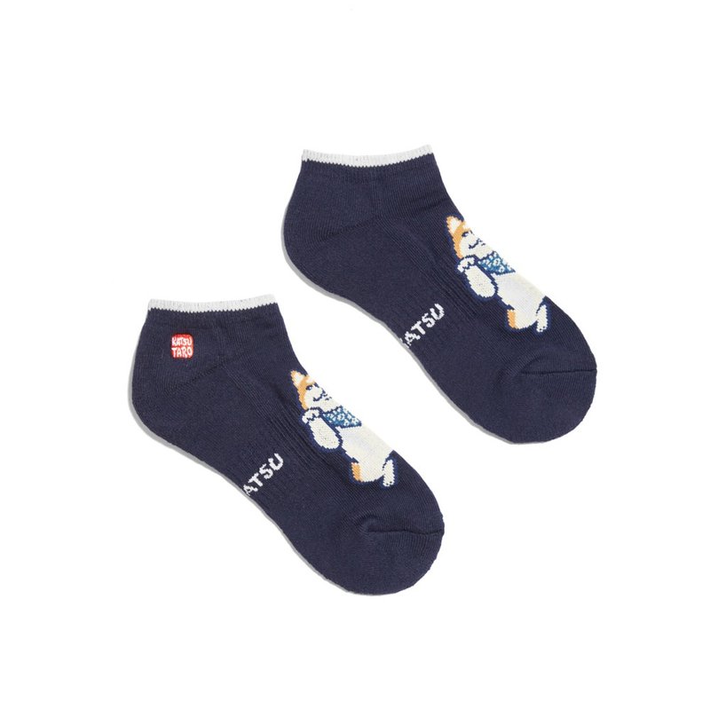 Edo Katsu Japanese style Katsu Taro Kuromaru lying boat socks-unisex (1cm blue) #1 set of 2 pairs# socks - Socks - Other Materials Blue