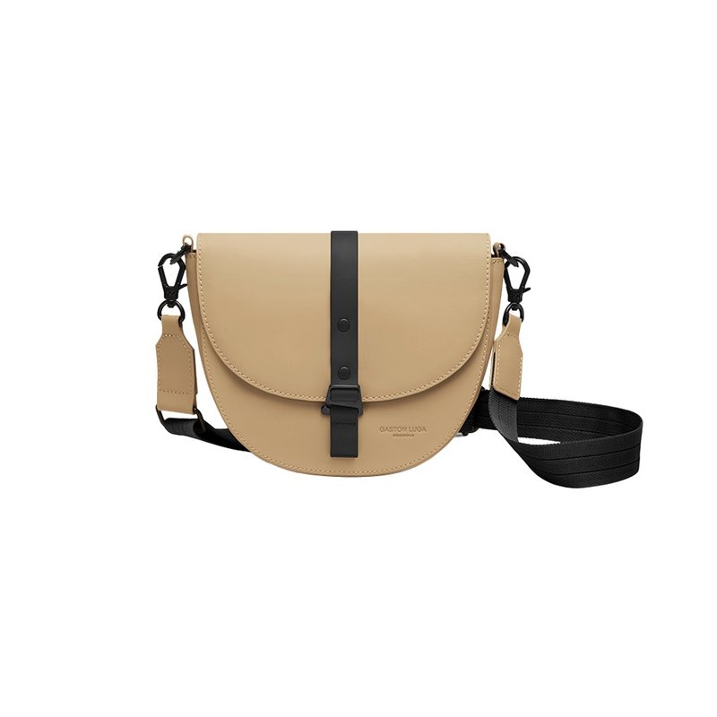 Gaston Luga Splash Moon Crossbody斜肩/側背包-拿鐵色【現貨】 - 側背包/斜背包 - 其他材質 卡其色