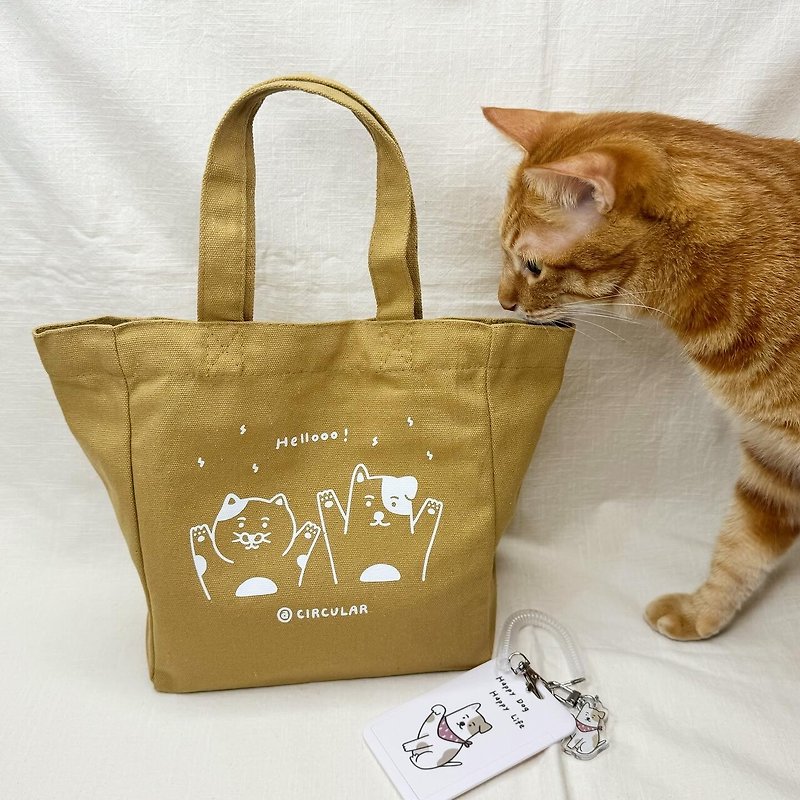 //小さなバッグ//猫猫の携帯用キャンバスバッグ - トート・ハンドバッグ - コットン・麻 