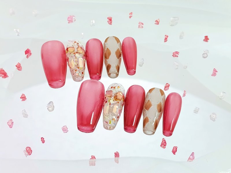 【YUE】フォギーベリーアンバー - ソフトマット系ネイルチップ - その他 - プラスチック レッド