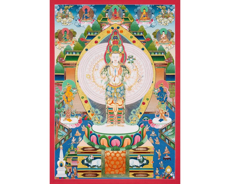 观音唐卡画由喜马拉雅山区的大师艺术家精心制作 - 壁貼/牆壁裝飾 - 其他材質 多色