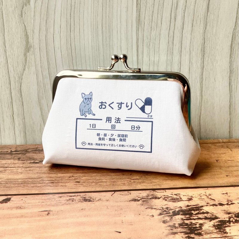 【Made-to-order】French bulldog  coin purse compact card size Bow Wow clinic - Knitting, Embroidery, Felted Wool & Sewing - Other Metals White