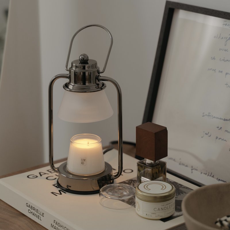 HOOOME Scented Candle Warming Lamp - Retro Matte Glass (Bright Black Nickel) Melting Wax Lamp Dimmable - โคมไฟ - โลหะ 