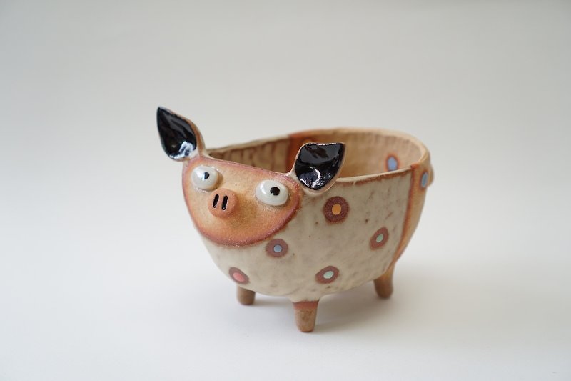 Pig pot , cactus , handmade ceramic , pottery - Pottery & Ceramics - Pottery Multicolor