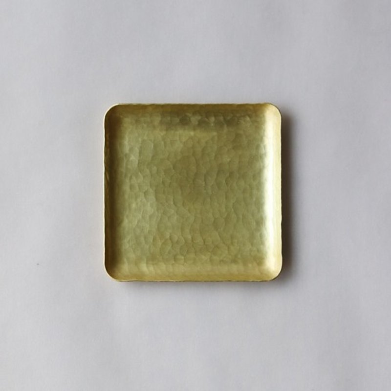 Hammered brass square plate - จานเล็ก - ทองแดงทองเหลือง สีทอง