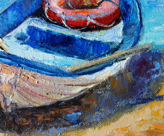漁船油絵海景オリジナルアート航海アートワーク - ショップ