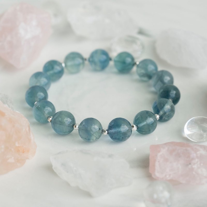 Blue Fluorite genuine gemstones bracelet friend gift for her March birthstone - Bracelets - Crystal Blue