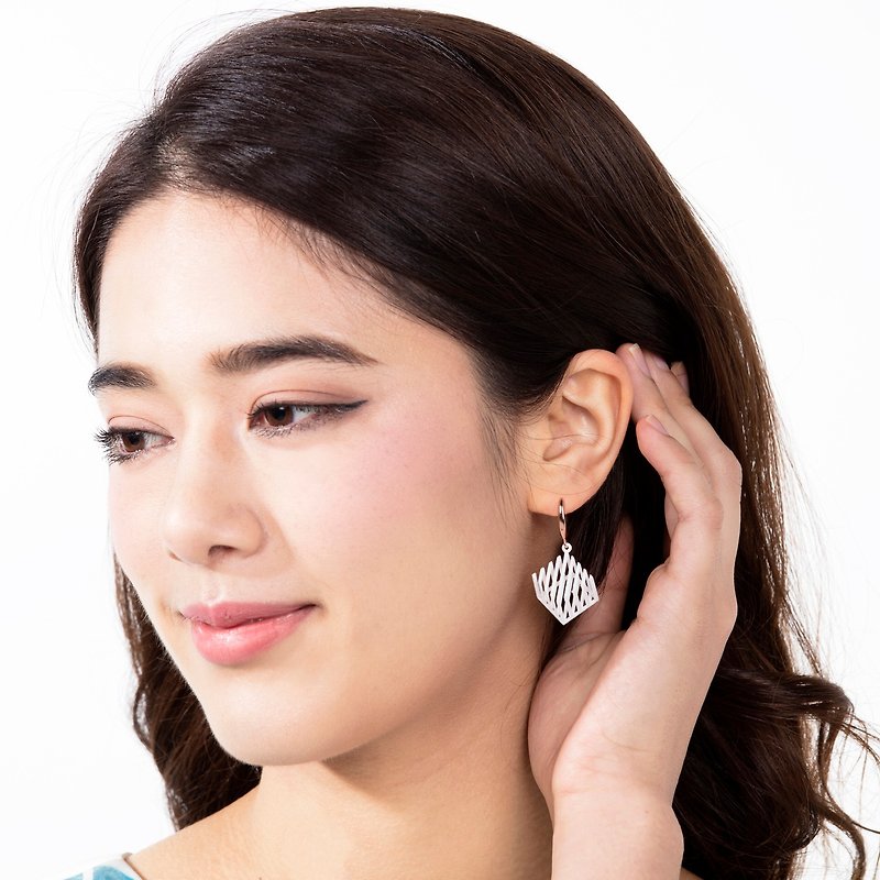 Op Cube Earring (White) | illusion Collection - Earrings & Clip-ons - Plastic White