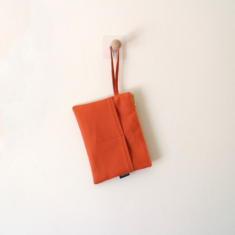 Mid-handle universal zipper bag/Orange - Toiletry Bags & Pouches - Cotton & Hemp Orange