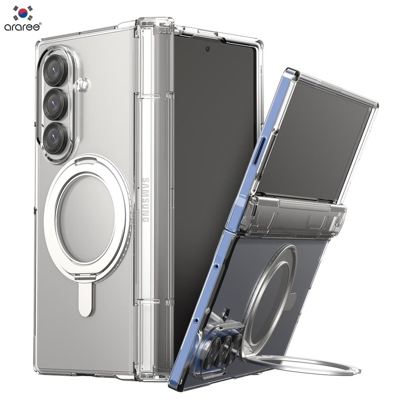 Araree Samsung Galaxy Z Fold 7 磁吸360旋轉支架透明保護套 - 手機配件 - 其他材質 