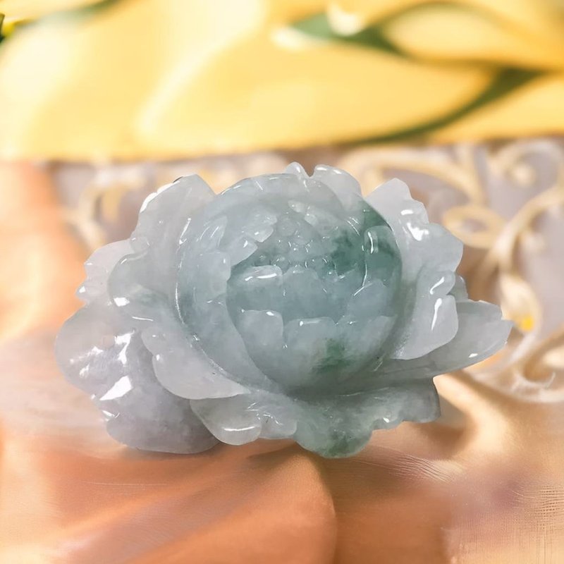 冰飄藍花翡翠牡丹花| 天然緬甸玉翡翠A貨 | 送禮 - 吊飾/掛飾 - 玉石 多色