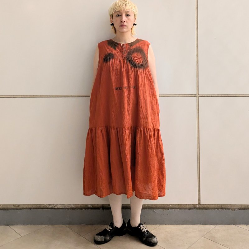 【drip】spray-painted one-piece - 洋裝/連身裙 - 棉．麻 